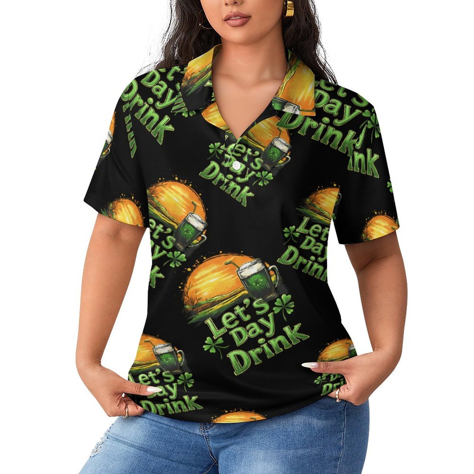 Polo de manga corta casual para mujer ideal en terrazas y fiestas de San Patricio 8