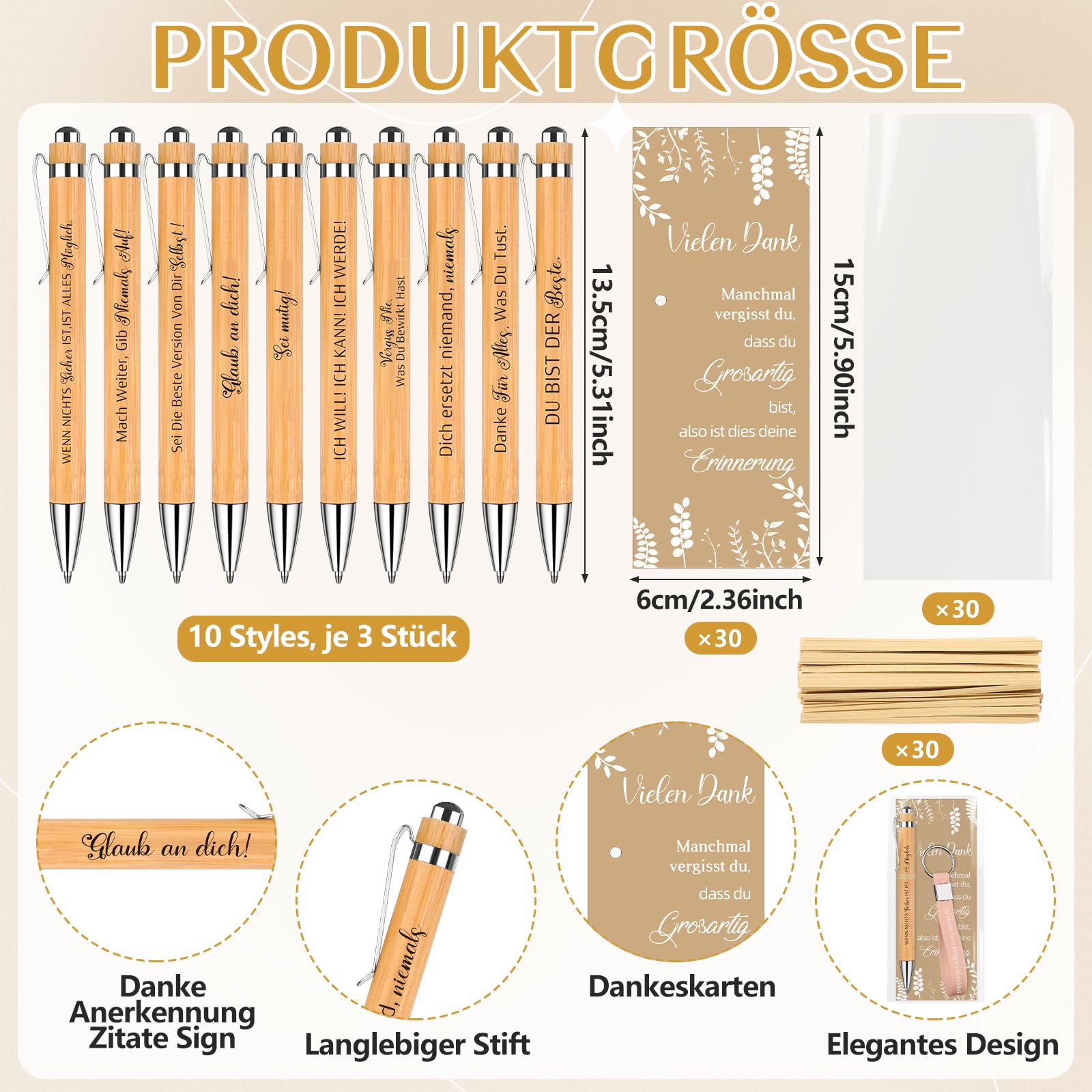 30 Sets Motivation Geschenk mit Inspirierender Kugelschreiber Silikon Schlüsselanhänger und Motivationskarten Dankeschön Geschenke Abschiedsgeschenk für Kollegen Mitarbeiter Team Lehrer Schüler