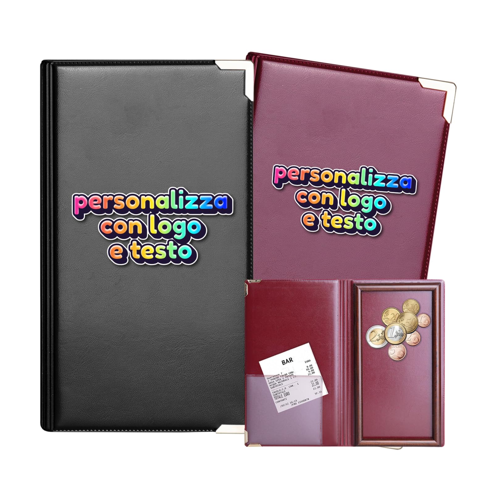 Portamenu Toscana Stile DAG - Portamenu In PVC Per A4 Con 6+2 Inserti - Nero