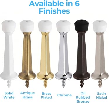 Liberty Premium Door Stoppers Metal Solid Rigid Door Stop Brushed 3 (Chrome, 8 Pack)