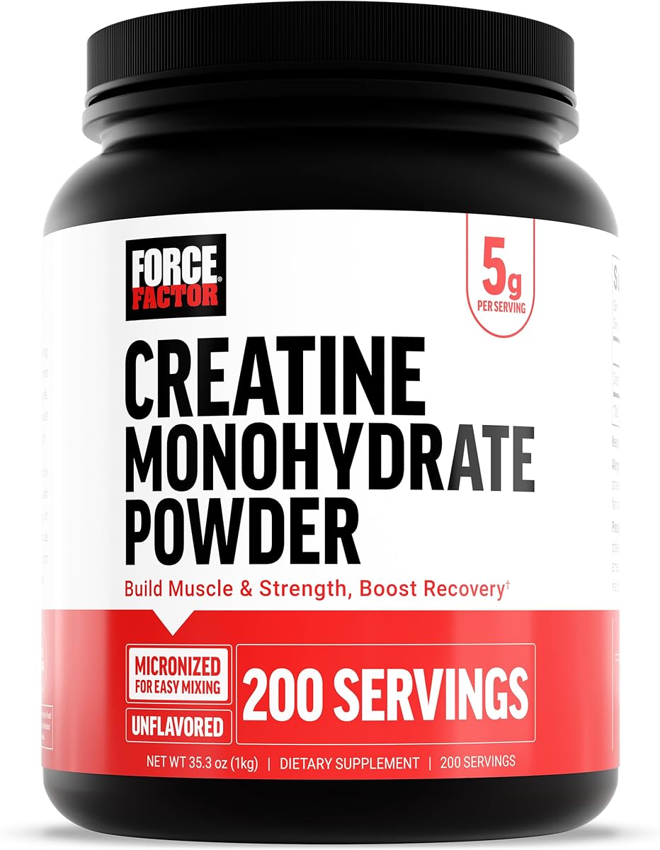 Creatine Monohydrate Powder, 5g Dose, Micronized | Support Muscle Growth, Strength, Recovery, Cognitive Health & Memory, Unflavored, 200 Servings