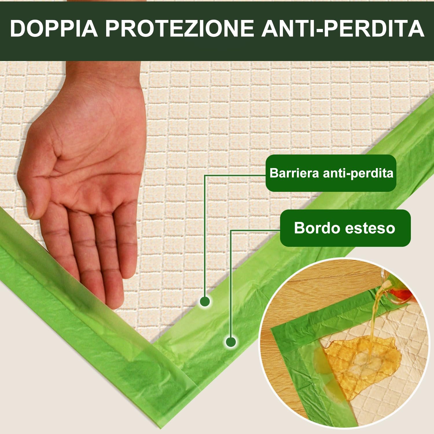Gardner Pet Extra Grande Traversine Cani 70x85 cm, Super Assorbente Tappetini Cane, Asciugatura Rapida Tappetini Igienici per Cani, A prova di Perdite, Verde (100 Pezzi)
