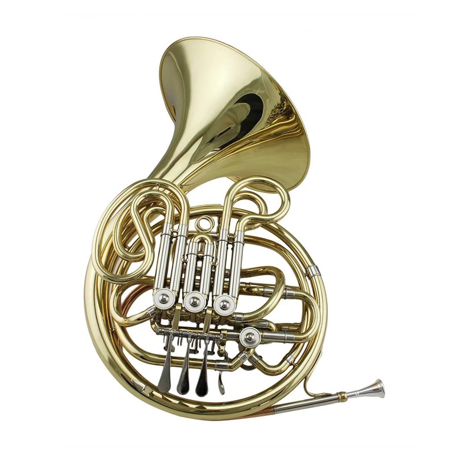 Cor français Cor d'harmonie double professionnel laqué or 4 clés