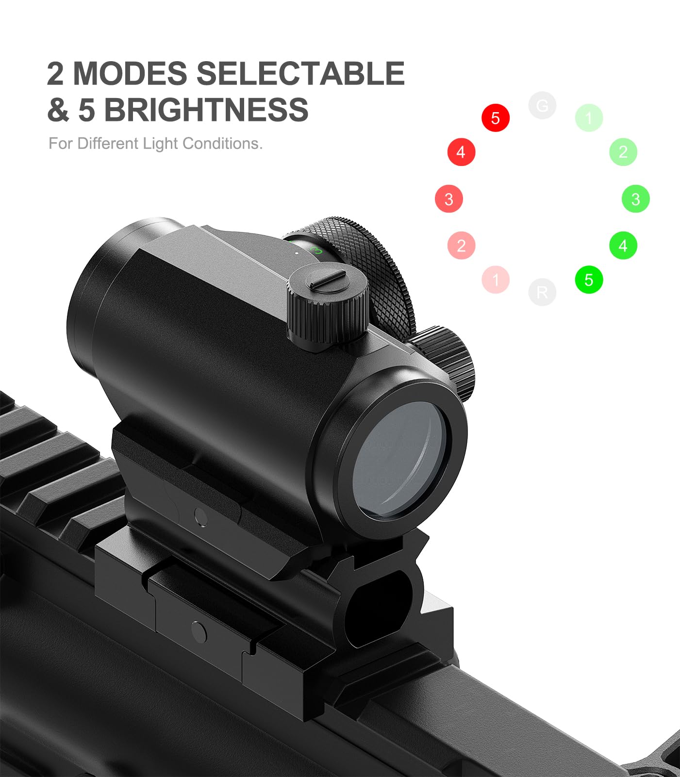 Feyachi Red Green Dot Sight 4 MOA Compact Red Green Dot Gun Sight Riflescope with 20mm/22mm Weaver/Picatinny Rail Mount - Image 2
