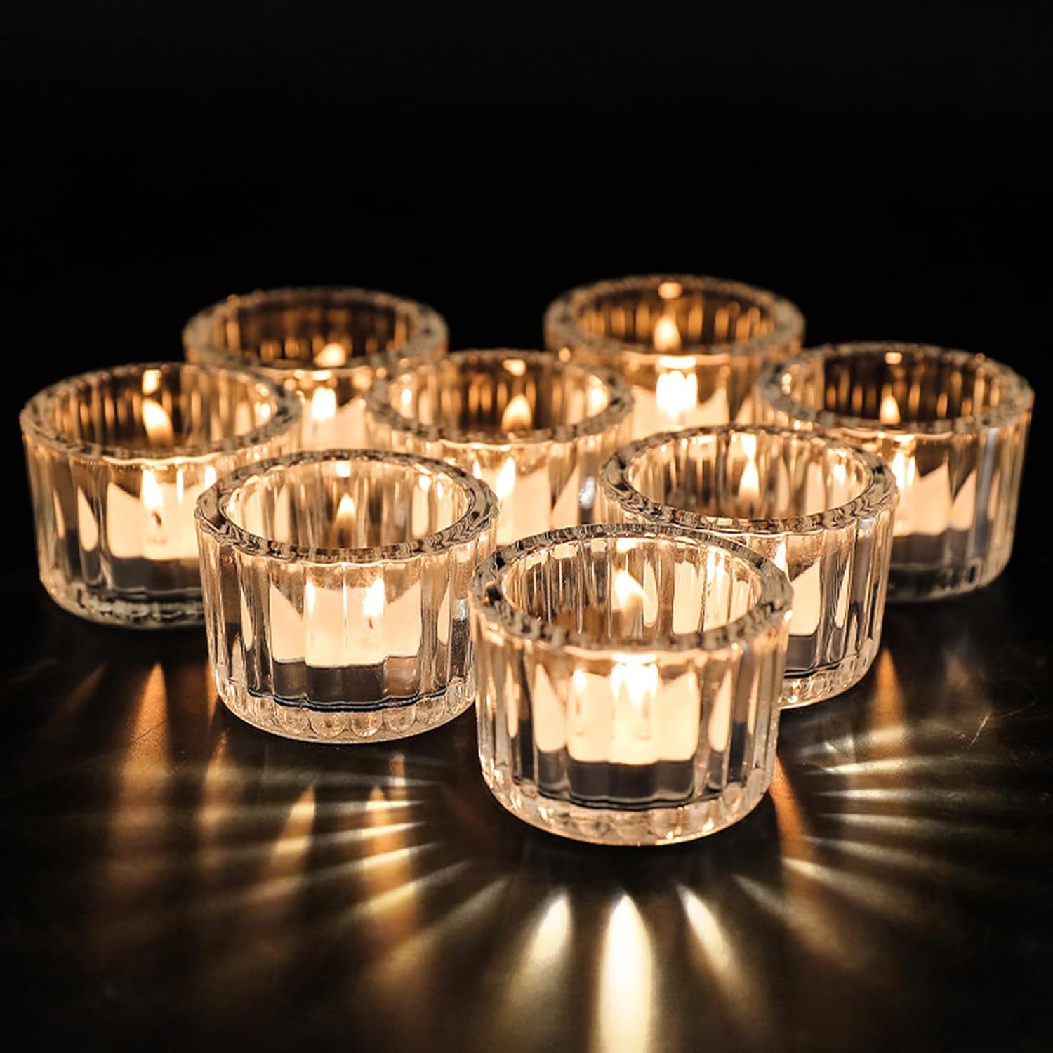 12er Set Teelichthalter Votivkerzenhalter Teelichtgläser aus Klarem Glas Klein Teelichter Kerzengläser Gläser Hochzeit Party Geburtstagsfeier Windlichter Tischdeko 5cm x 3.5cmc