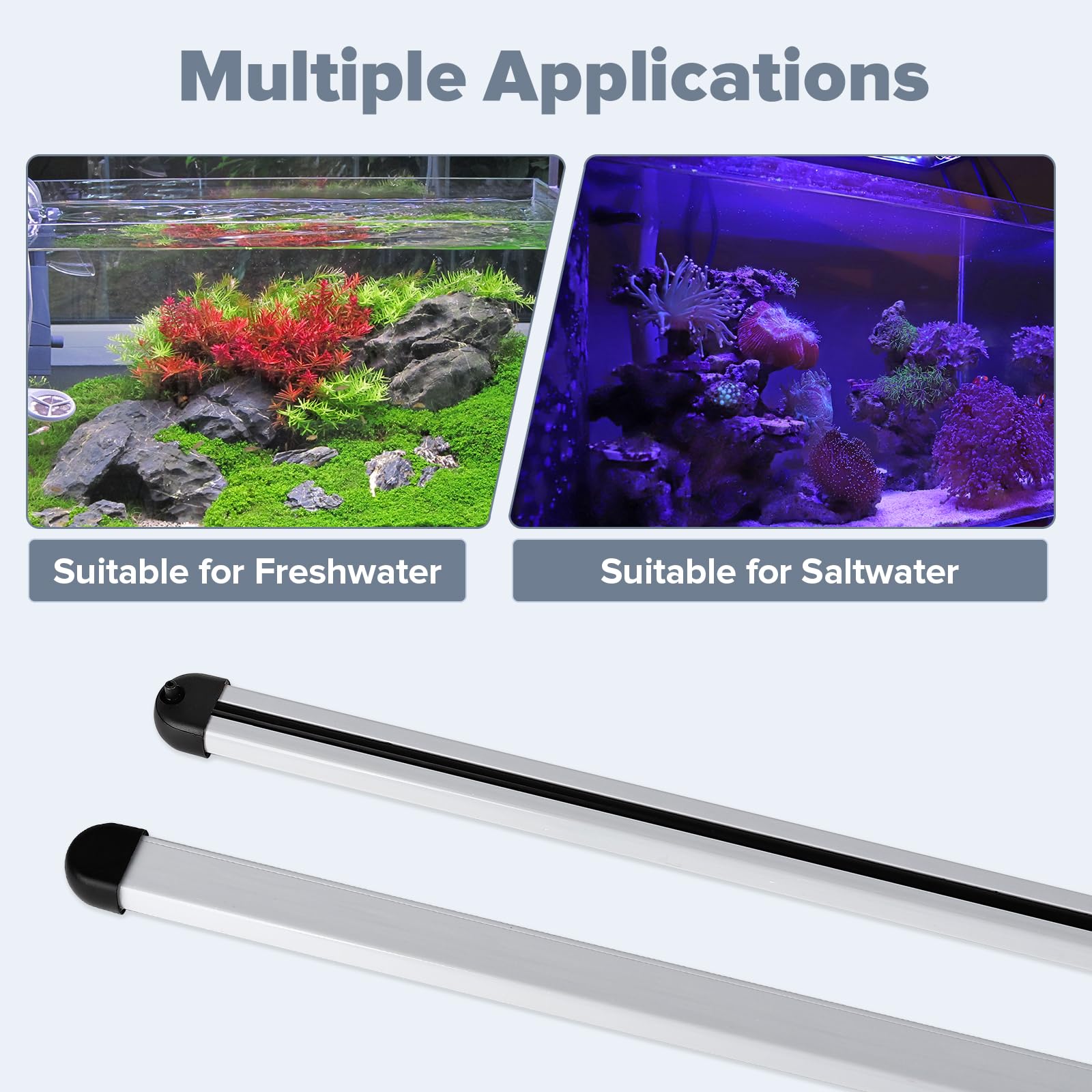 hygger Bande de bulles d'air pour aquarium avec accessoires de tube à air, 70 cm, pierres à air silencieuses, diffuseur d'oxygène, décorations à haute dissolution pour eau douce et eau salée