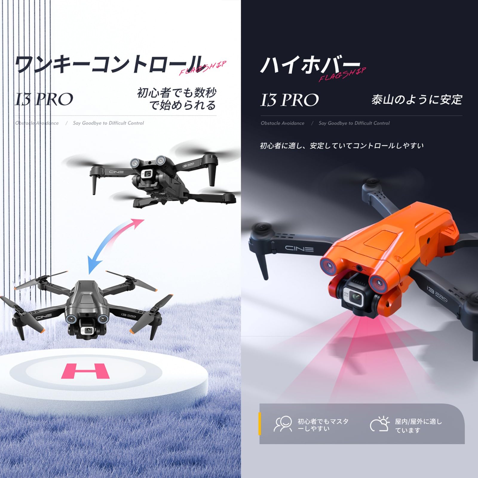 Amazon.co.jp: i3 PRO ドローン カメラ付き 4K HDデュアルカメラ
