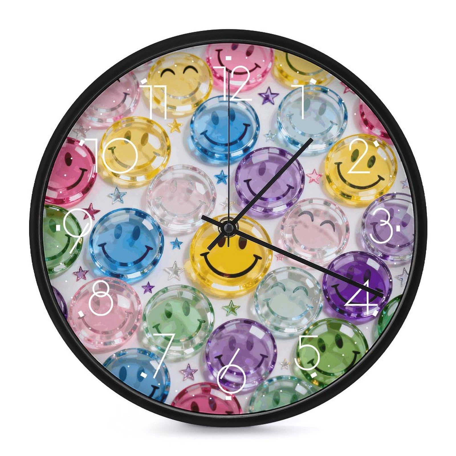 Horloge murale moderne ronde 25,4 cm affichage analogique transparent