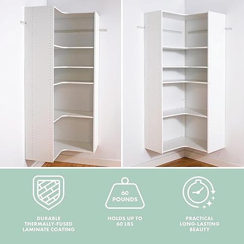 Miniatura 7 de Easy Track PH42-TR - Kit de almacenamiento de ropa con torre de esquina ajustable, organizador de armario, trufa