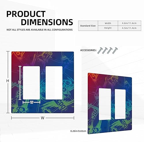 Miniatura 4 de Placa decorativa para interruptor de luz basculante doble de 2 bandas, controlador de gamepad para videojuegos, placa frontal para cocina,