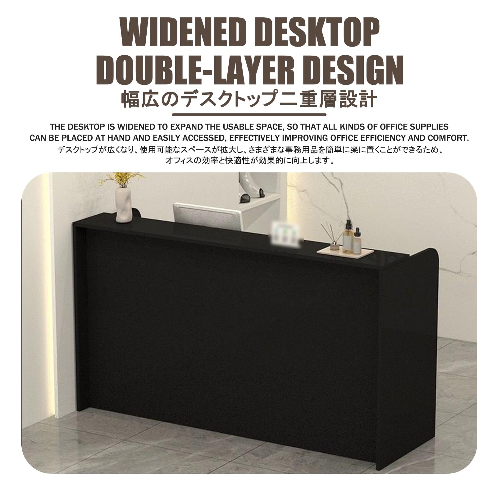 Eleganter Empfangstresen aus weißer Eiche mit abschließbarer Schublade, 120 cm Kassentisch für Empfangsbereiche, Schönheitssalons und Büros, stilvolle Willkommensmöbel