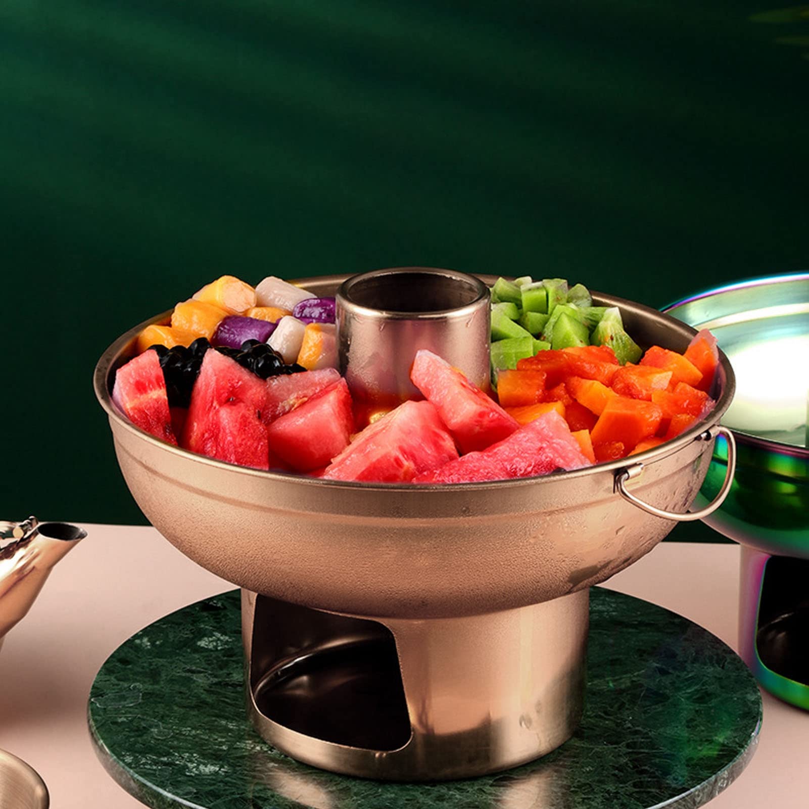 Chinesischer Holzkohle-Eintopf, Kleiner Edelstahl-Eintopf, Chinesisches Fleisch, Fondue, Lamm, Outdoor-Kocher, Milchtee, Eintopf Für Picknick in Der Küche – Roségold