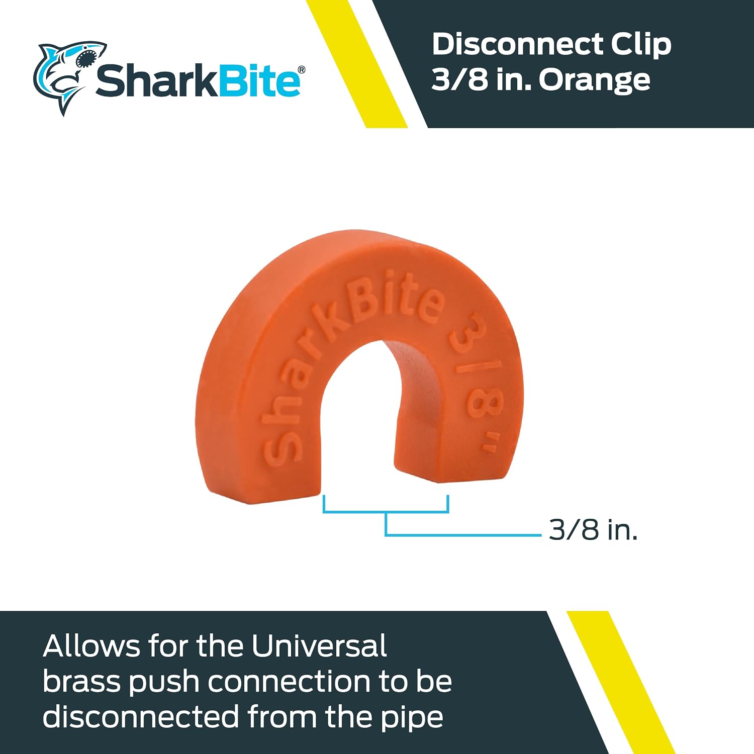 SharkBite 3/8 Inch Disconnect Clip for Push to Connect Brass Plumbing Fittings, U708A