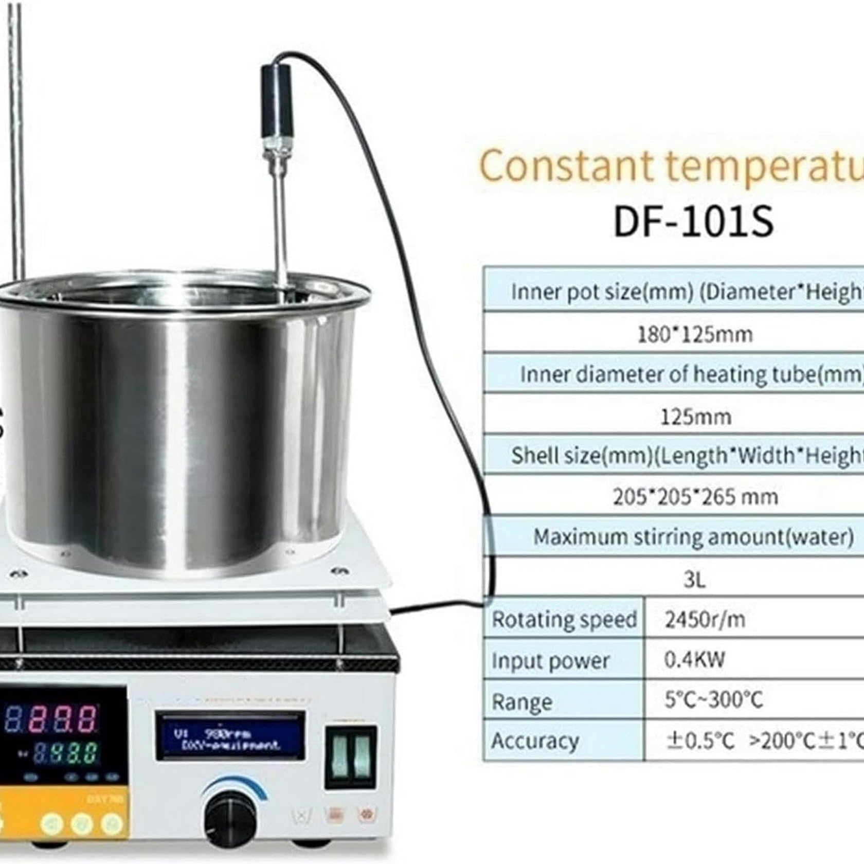 300 °C Led-DigitalmagnetrüHrer, Einstellbare Heiz- Und RüHrmäNtel, Elektrothermischer Heizmantel, 3 L/5 L/10 L Labor-Wasser- Und öLbad, 2450 U/Min Mit Drehzahlregelung FüR Chemische Anwendungen 3L