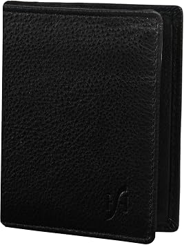 STARHIDE Men's Women's Slim Minimalist Cardholder | Real Leather Mini Credit Card Case Bifold Wallet Art-105 Black