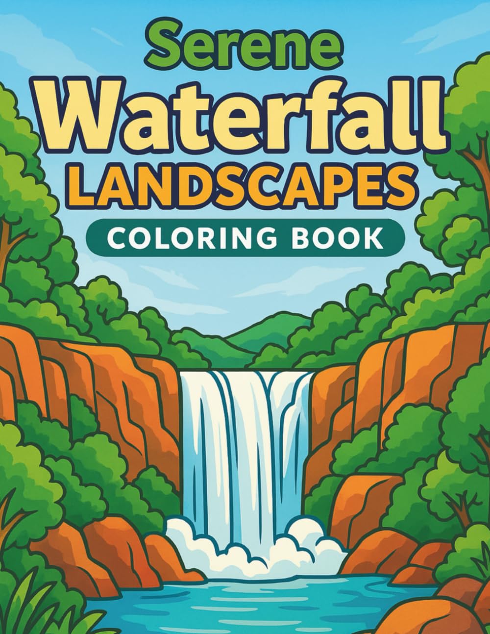 Serene Waterfall Landscapes Coloring Book: Peaceful Nature Scenes Featuring Cascading Falls, Forest Views, and Calming Wilderness Settings