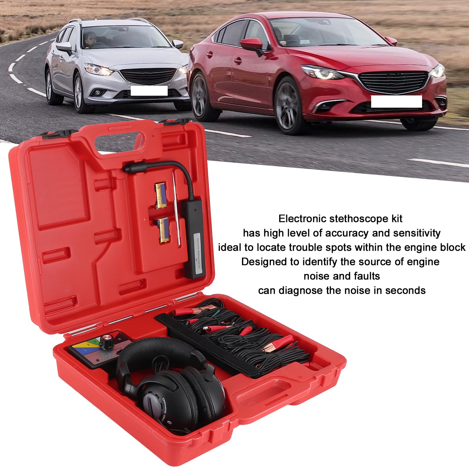 Diagnostic Tool, Kit de Detector de Sonido del Motor de 6 Canales Probador automotriz para la detección de Ruido del Tanque de de transmisión