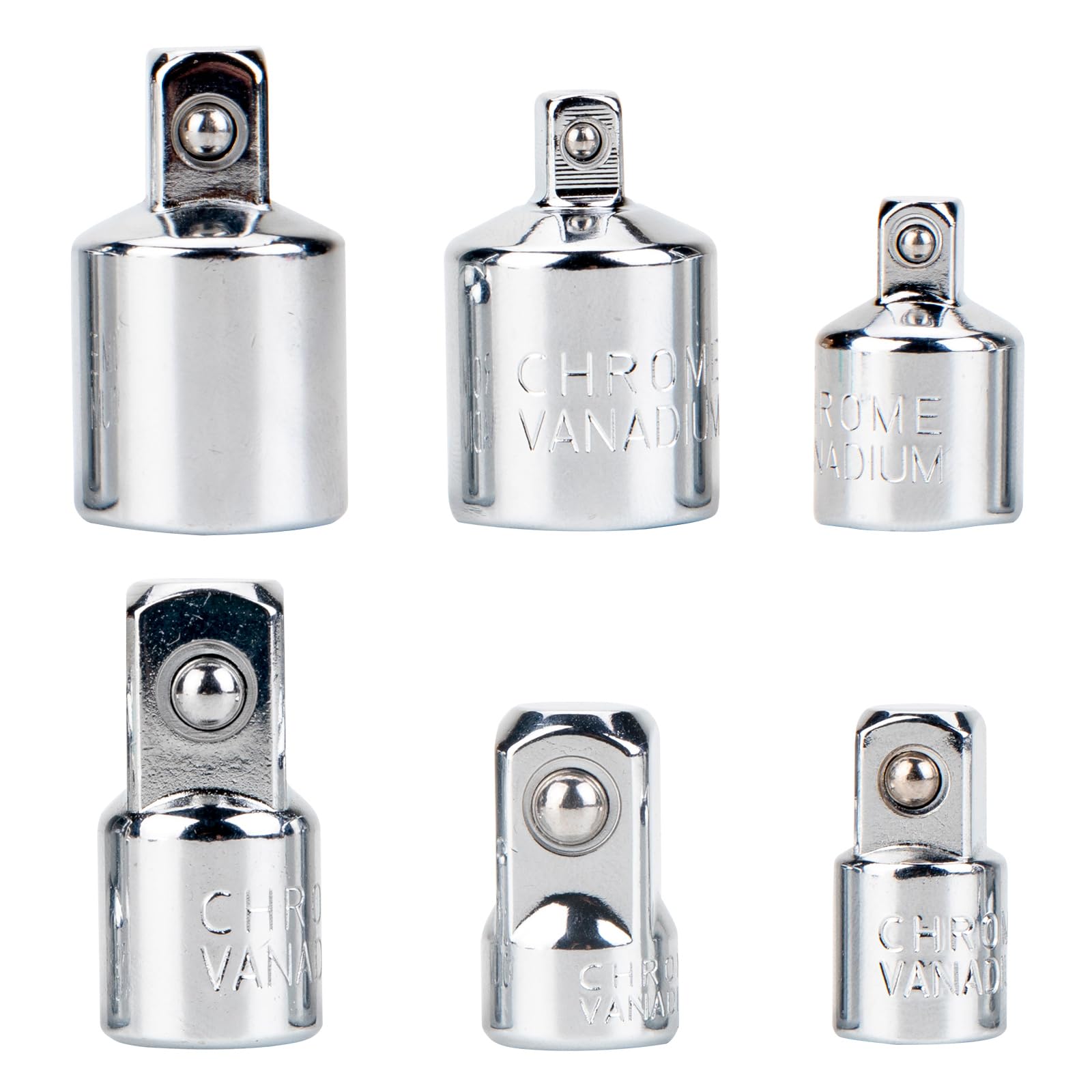 Socket Adapter Set, Impact Adapter, 1/2, 1/4 to 3/8 Adapter, 3/8, 1/4 to 1/2 Adapter, Silvery 6, Variety pack