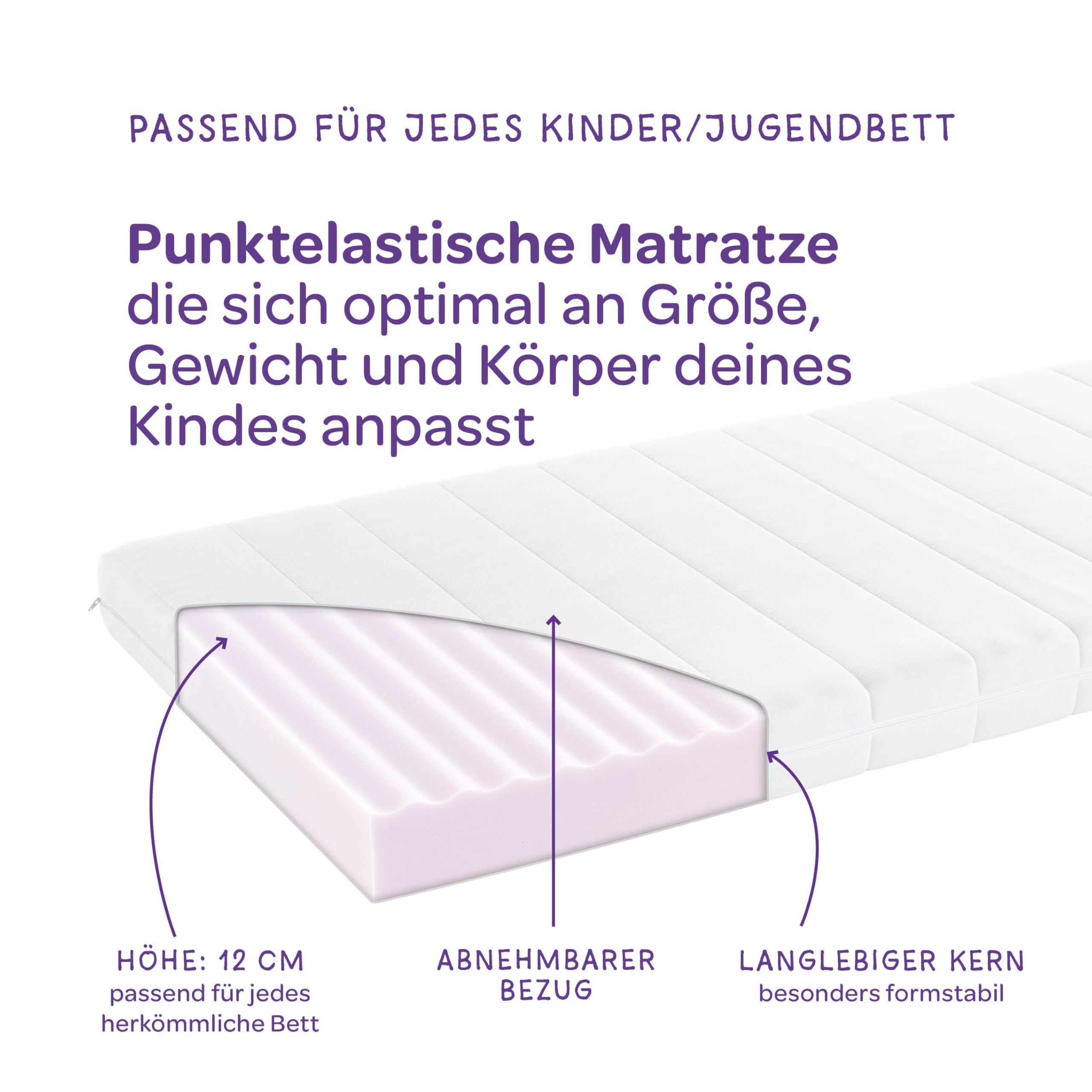 Träumeland - Matratze für Kinder & Jugendliche 120x200 cm | Duo Sleep Basic - Optimale Härtegrad - Oeko-TEX Zertifiziert & hygienisch Dank waschbarem Bezug