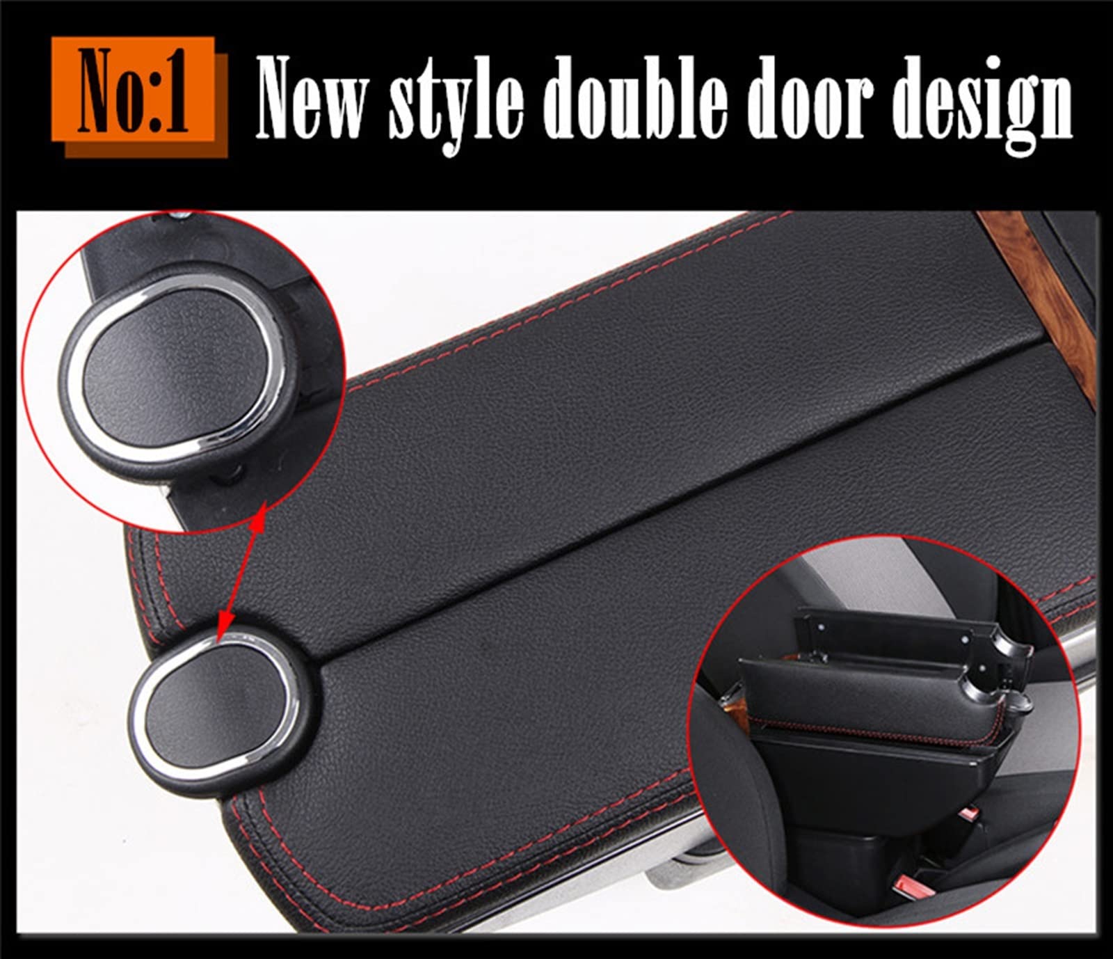 Accoudoir Central Pour Citroën C4 (2008-2010) – Console En Cuir Noir Avec Rangement Et Couvercle Coulissant – Améliore Le Confort De Conduite