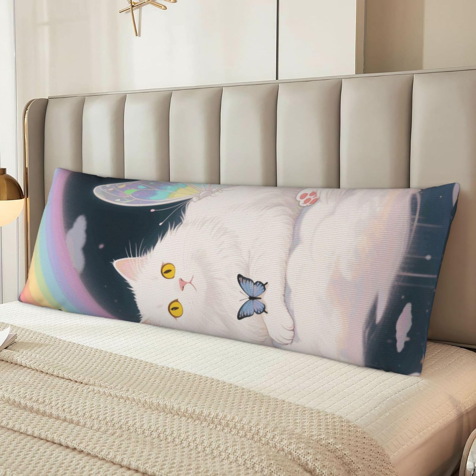 Cat Butterfly Body Pillow Cover with Hidden Zipper 54"X20",Ultra Soft Microfiber Long Pillow Case Decorative Bedding Pillowcase Cushion Cover Cases for Bedroom Couch Sofa,Home Gifts
