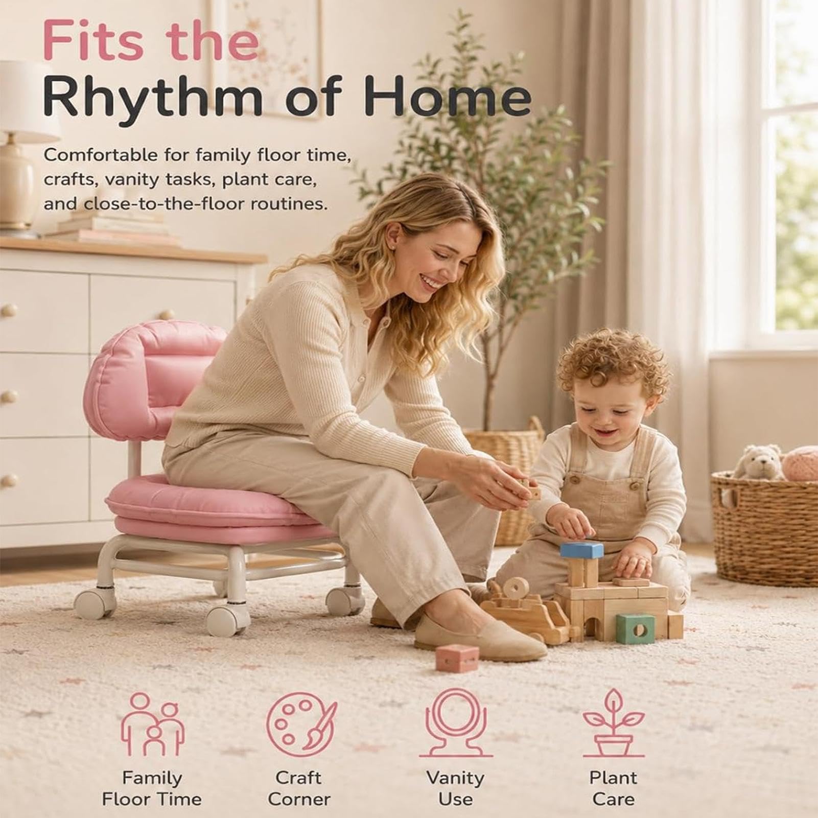 Générique Tabouret Roulant avec Petite Chaise Compacte À roulettes