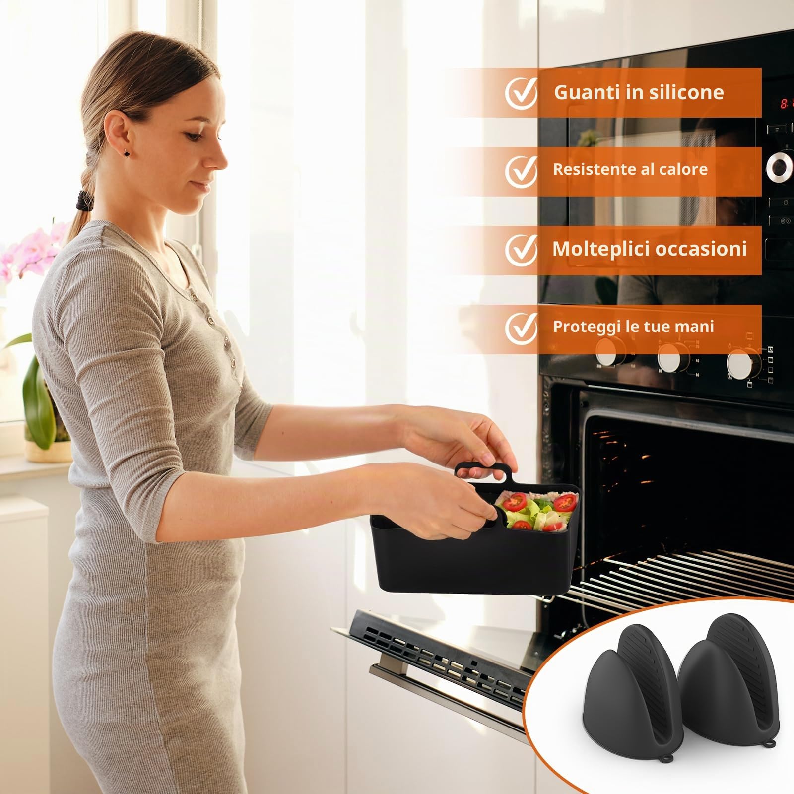Aoresac Accessori Friggitrice ad aria 5 Inch, 9 pezzi Accessori per Friggitrice con Rivestimento per Friggitrice ad Aria Griglia per Friggitrice ad Aria, Clip per Alimenti, Teglia per Pizza