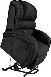 Poltrona Reclinável Lift Motorizada Suede Preto Imperial Pós-Cirúrgico e Idosos