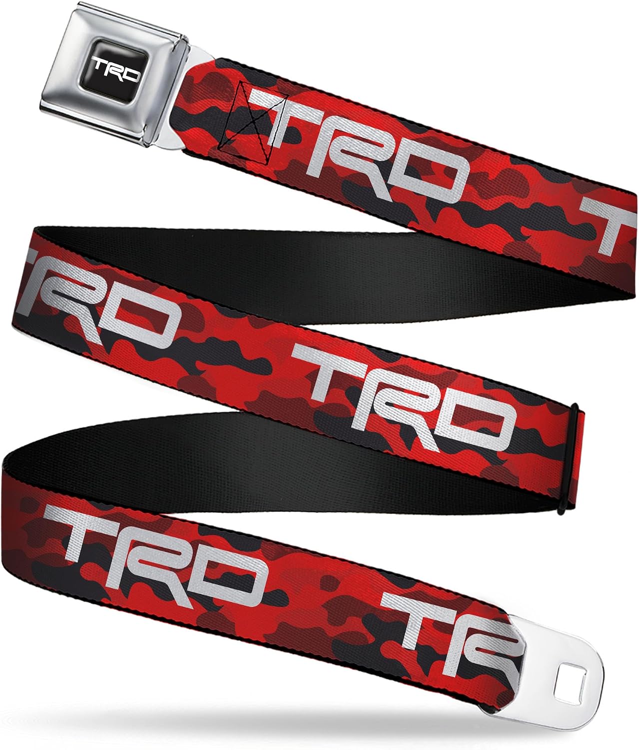 Toyota Belt, Seatbelt Buckle Belt, Toyota Racing Development TRD Logo Camo Reds White, Adjustable
