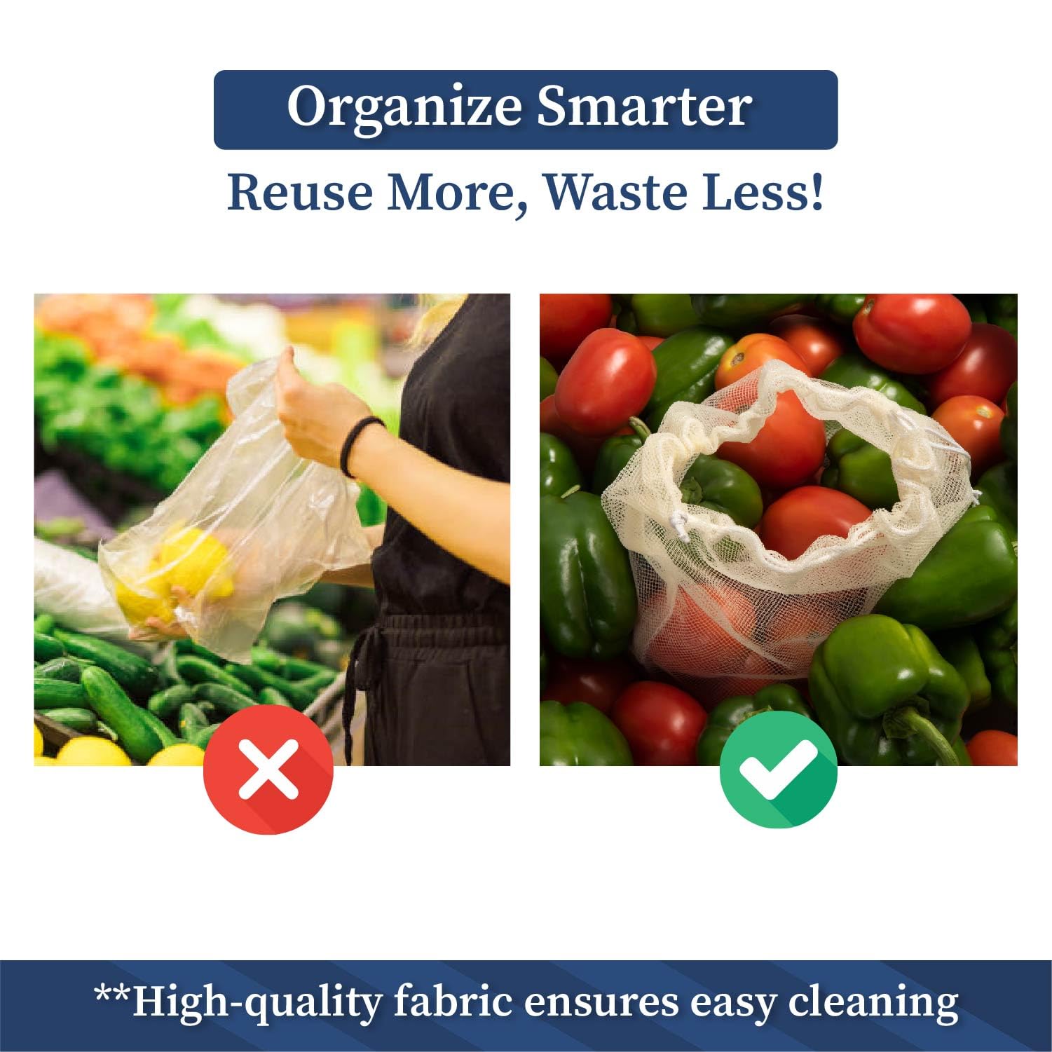 HomeStrap Set of 6 Reusable Drawstring Mesh Vegetable Storage Bags|Multi-Size Fridge Organizer for Vegetables,Fruits & Pantry Essentials|Breathable,Eco-Friendly & Durable|Kitchen & Refrigerator Use 4