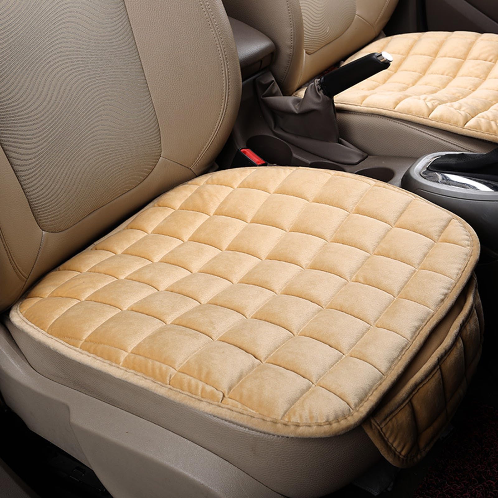 BBTISG Universal Car Seat Cushion, Non-Slip Front Seat Cushion Universal Car seat Protectors Car Front Seat Car Seat Cushions Orthopaedic Car Seat Cushion Cover (Beige)