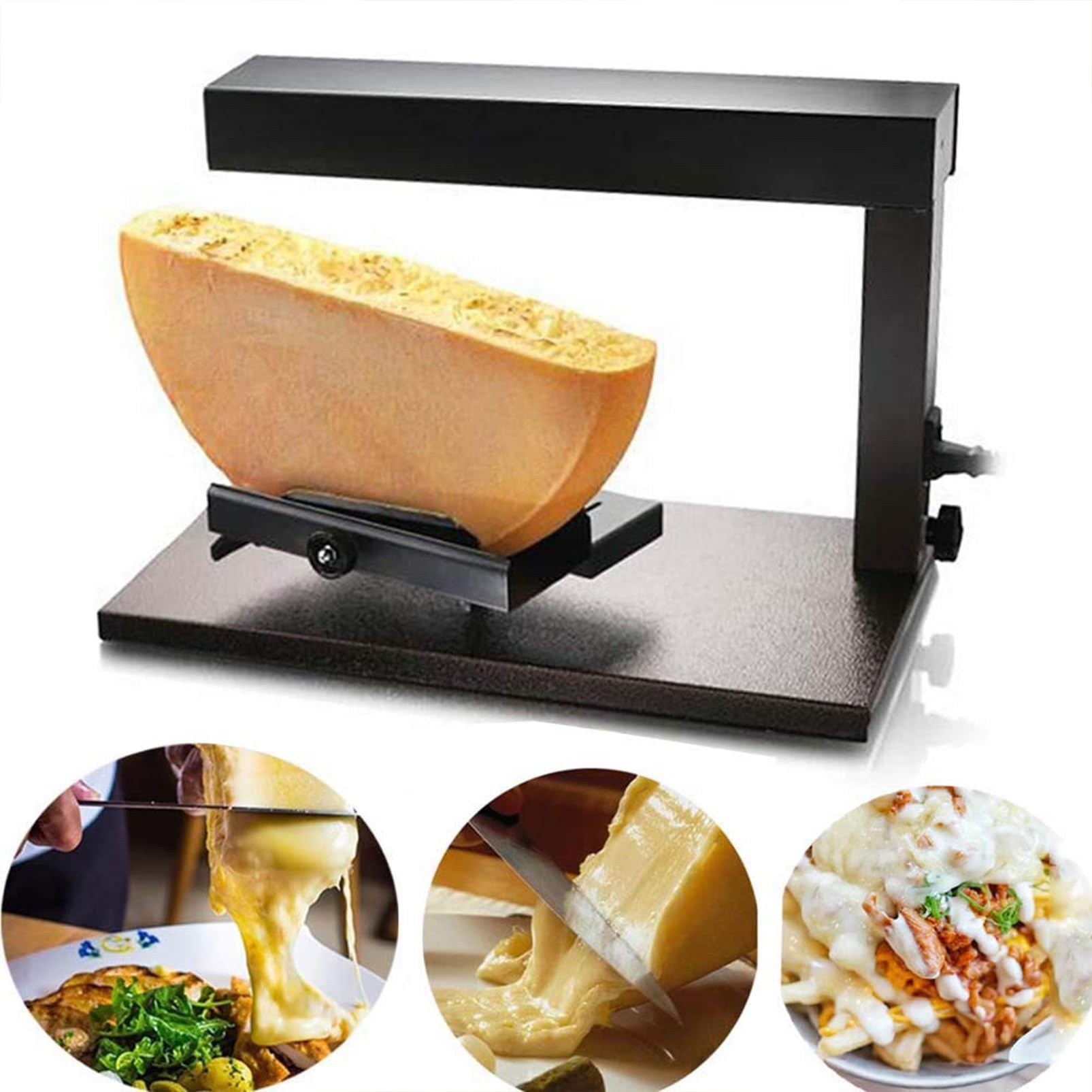 Kommerzieller 650-W-Raclette-Käseschmelzer – Edelstahl-Halbrad-Käseheizer mit einstellbarem Winkel for Schweizer Raclette, Nachos und Catering-Events