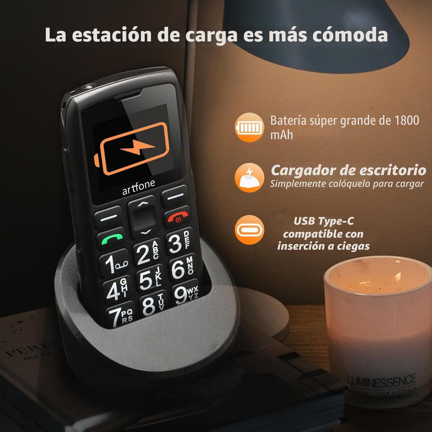 artfone C1+4G Pro Negro- Volte Teléfono Móvil para Personas Mayores丨Senior Moviles de Teclas Grandes y Volumen Alto丨Contactos con Imágenes丨Botón SOS丨Base de Carga丨Bateria 1800mAH丨FM丨Bloqueo de Teclas
