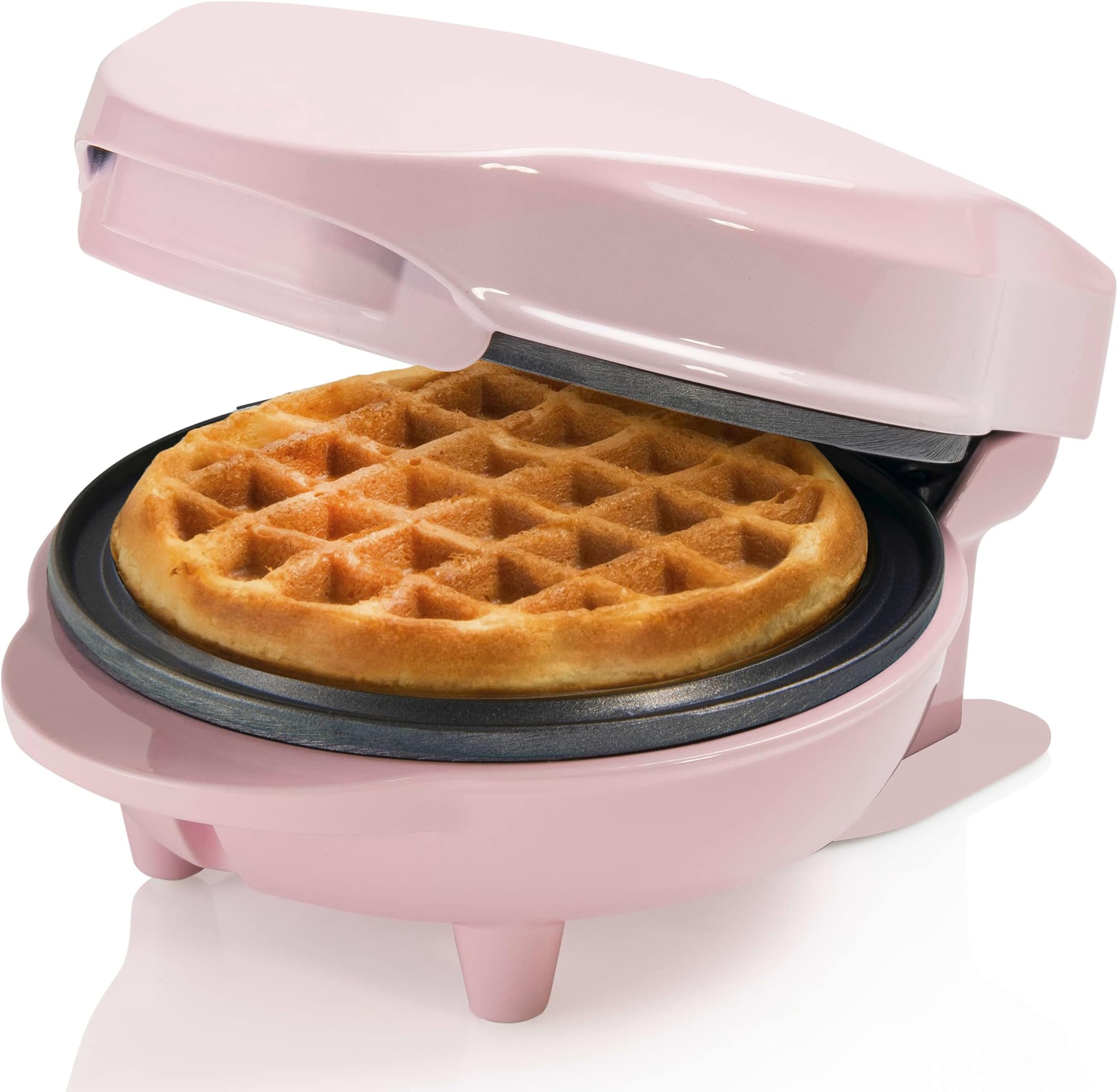 Bestron Mini Waffle Maker for Classic Waffles, Non-Stick Waffle Maker for Children's Parties, Family Party, Easter or Christmas, Retro Design, 550 Watt, Colour: Pink