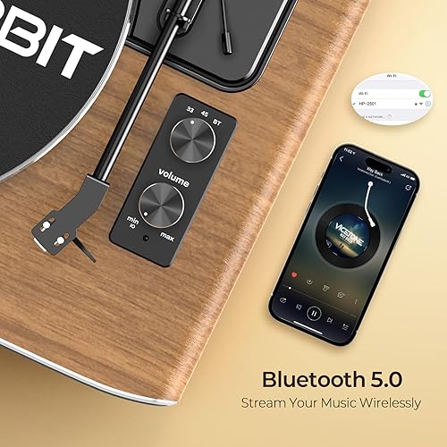 Miniatura 3 de Tocadiscos con altavoces, tocadiscos para discos de vinilo con cartucho AT-3600L, transmisión por correa de 2 velocidades (3345 RPM), reproductor de