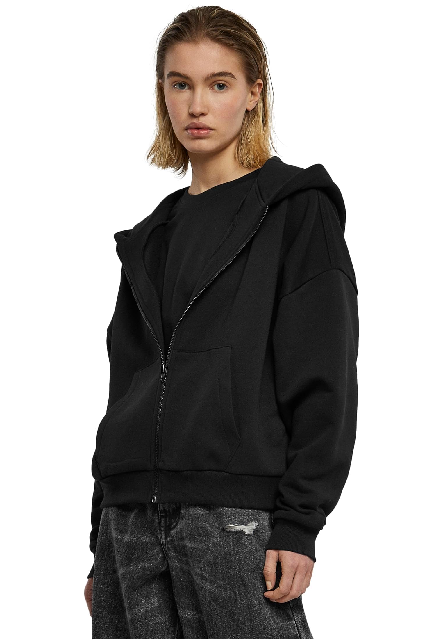 Urban Classics Women's Noir Zip-Up Hoodie