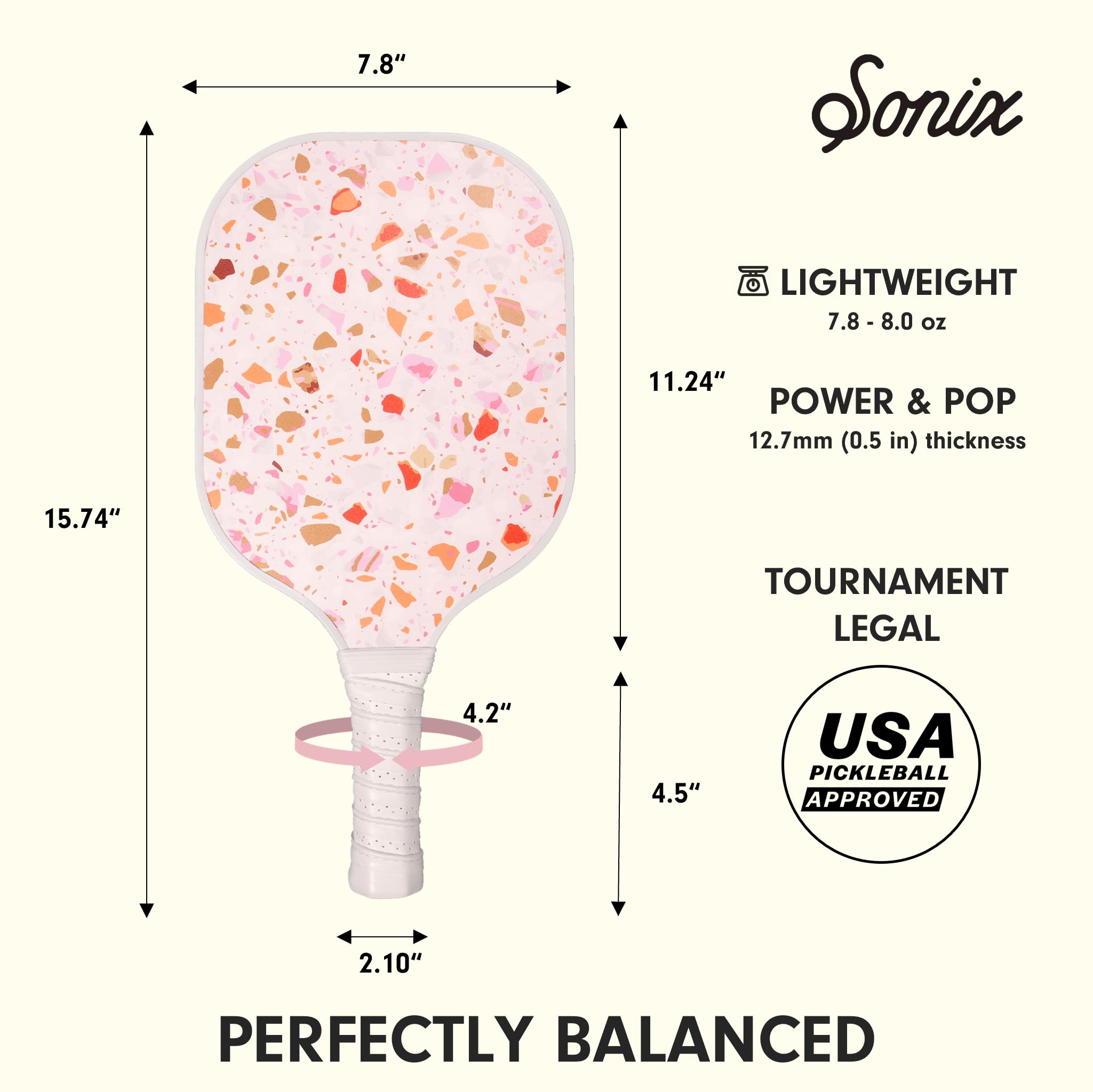 Sonix Pickleball-Paddel mit 2 Schlägern, 4 Bällen und Tasche mit Fiberglas-Oberfläche, USAPA-genehmigt