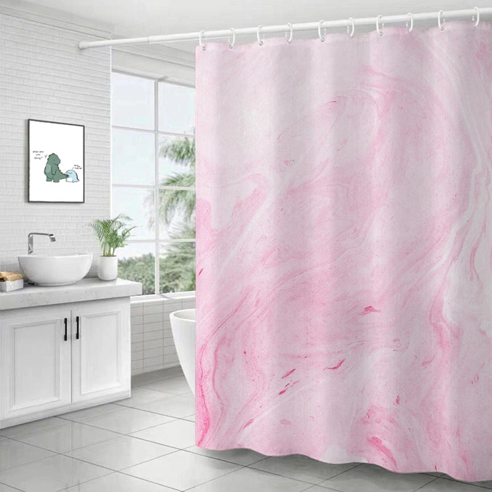 Rideau de douche anti moisissure effet marbre noir lavable pour petite douche