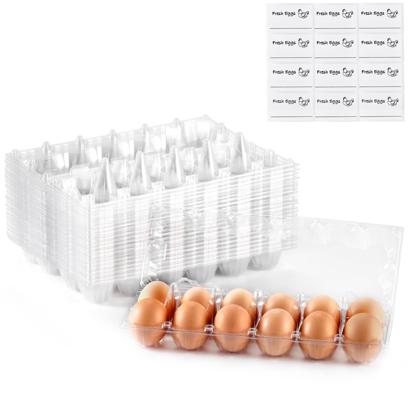 Amazon.com: 60PCS Egg Cartons Reusable Plastic Egg Carton 12 Count, 1 ...