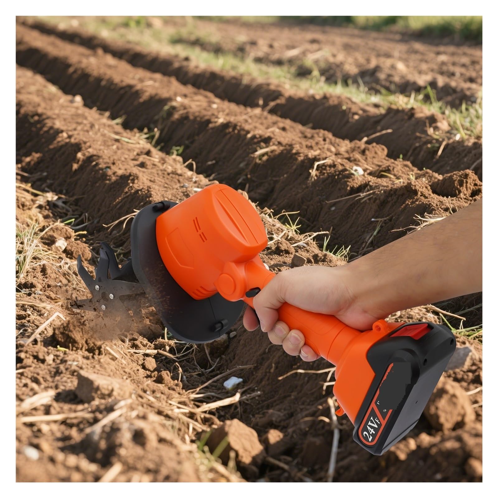 Cultivador Inalámbrico De 21 V, Motocultor Eléctrico Jardín 235 RPM (Ancho/Profundidad 3,94 Pulgadas) For Cultivo Suelo/césped Gran Potencia