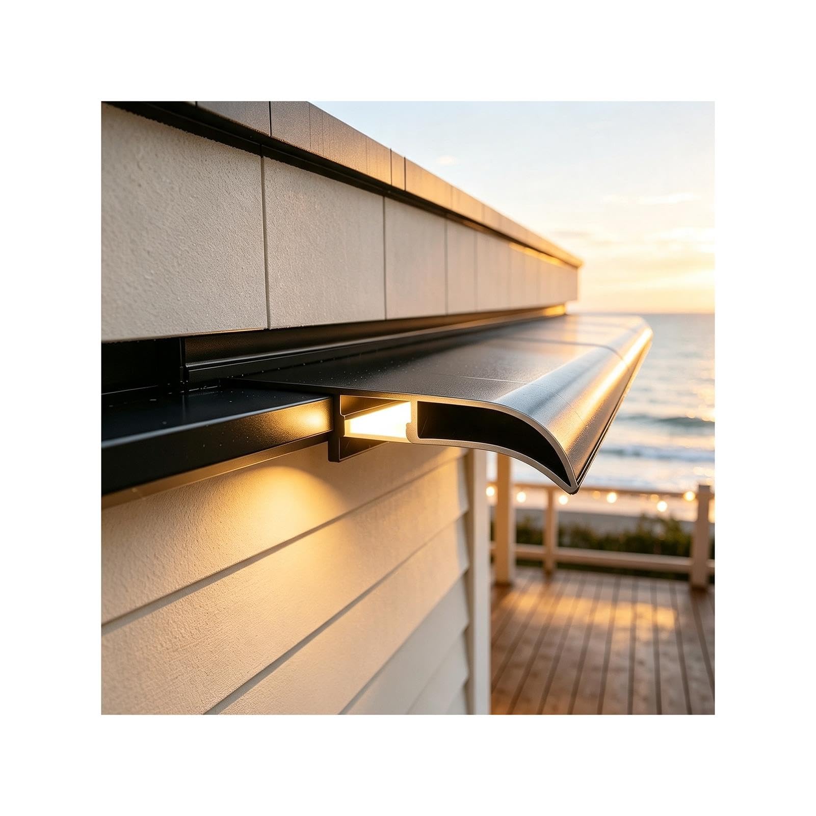 Striscia antigoccia LED in alluminio nero tagliabile da 50 mm | Rivestimento grondaia in alluminio, deviazione acqua, tagliabile e facile da installare(3pcs)
