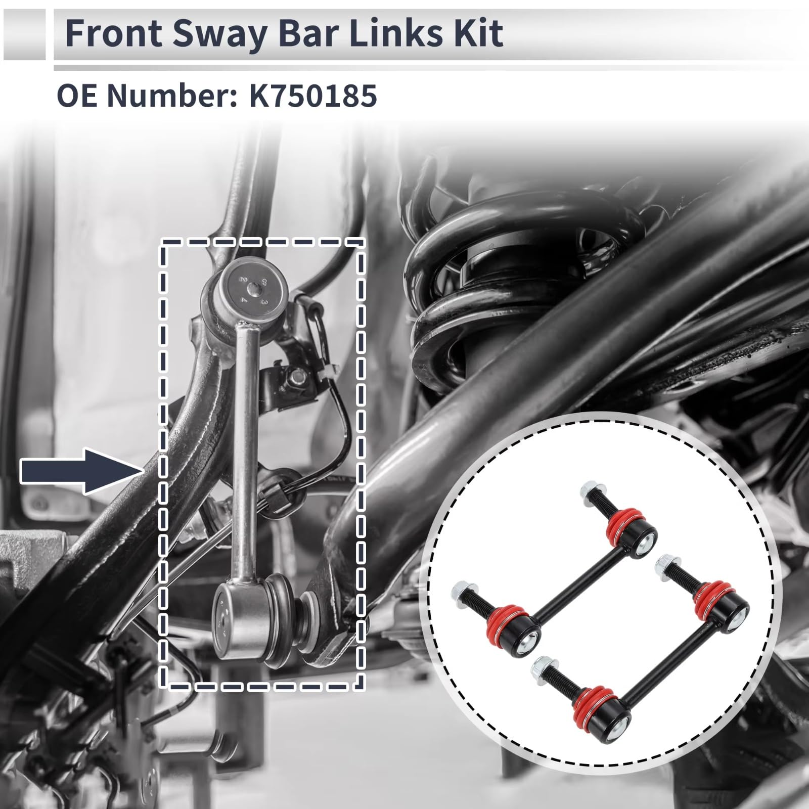 Bieletas de Barra estabilizadora Delantera (2 Piezas) Kit de bieletas de Barra estabilizadora Delantera OEM K750185 Compatible con Hummer H3 2006 2007 2008 2009 2010