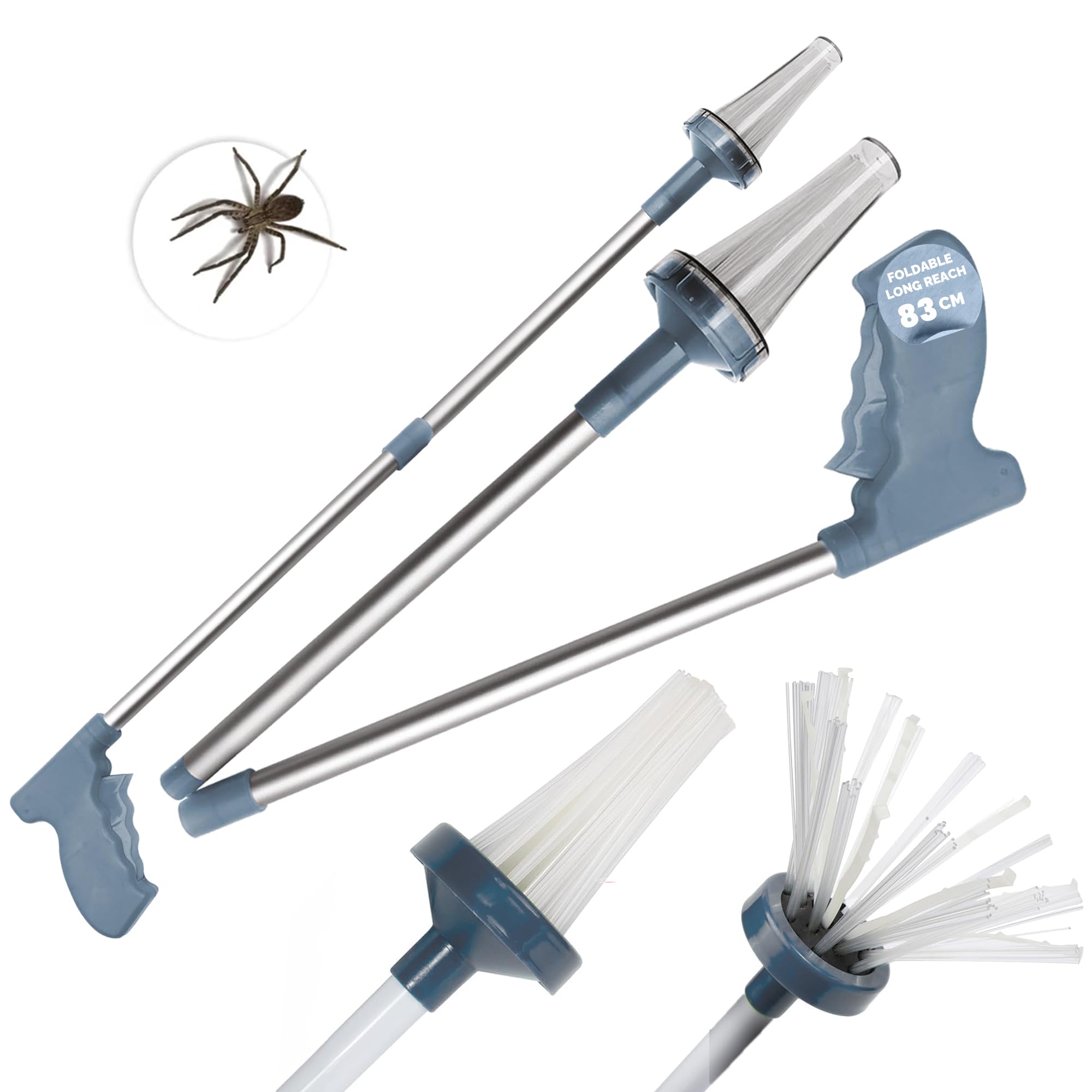 Foldable Spider Catcher 83cm - Long Handle Insect & Bug Catcher Tool – Humane Spiders Grabber for Home Use – Safe, Easy, and Effective Spider, Trap, Moth & Bug Remover