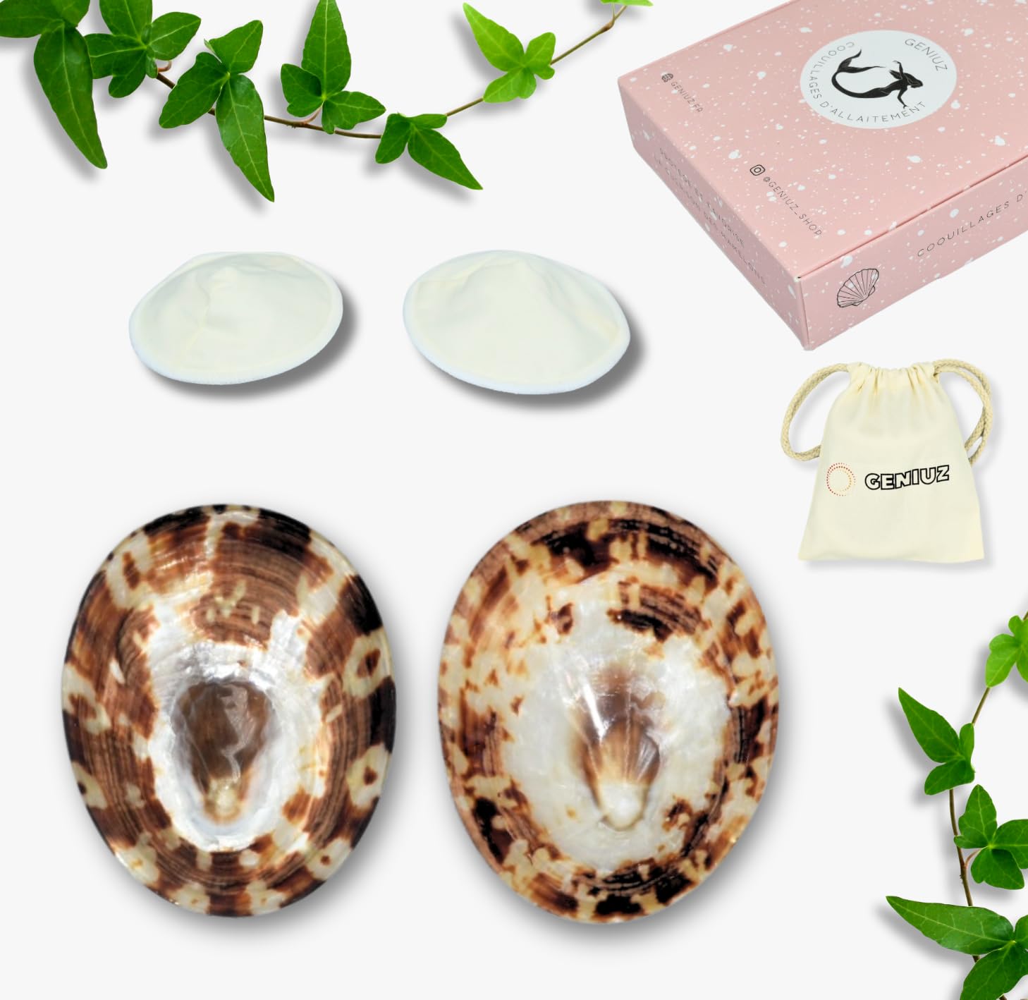 GENIUZ Coquillages Allaitement Coffret + Coussin + Ebook Offert (Large)