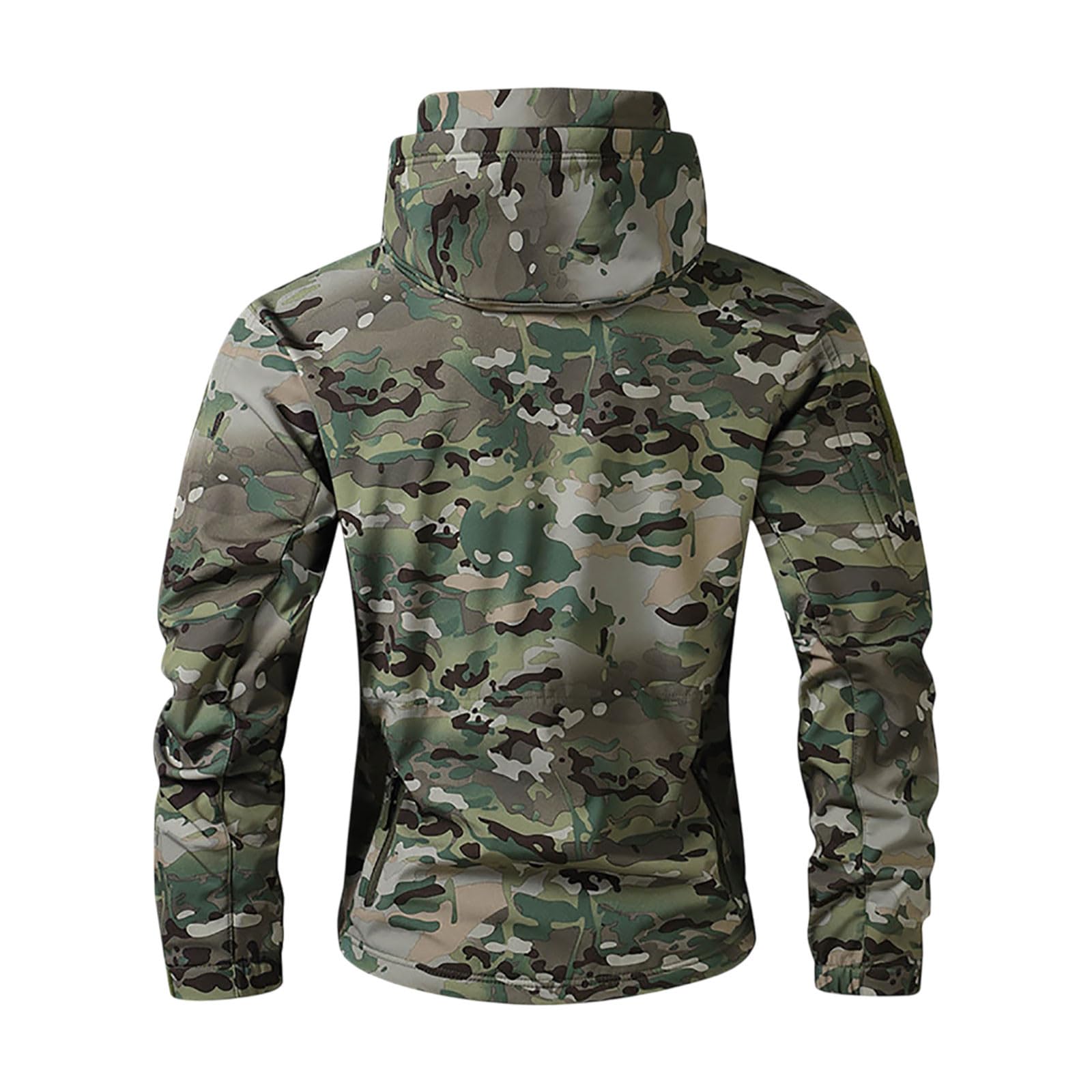 Airsoft Veste de pluie militaire pour homme - Veste d'hiver imperméable - Veste polaire - Veste de chasse - Camouflage - Veste softshell doublée - Camo - Sweat à capuche d'extérieur chaud