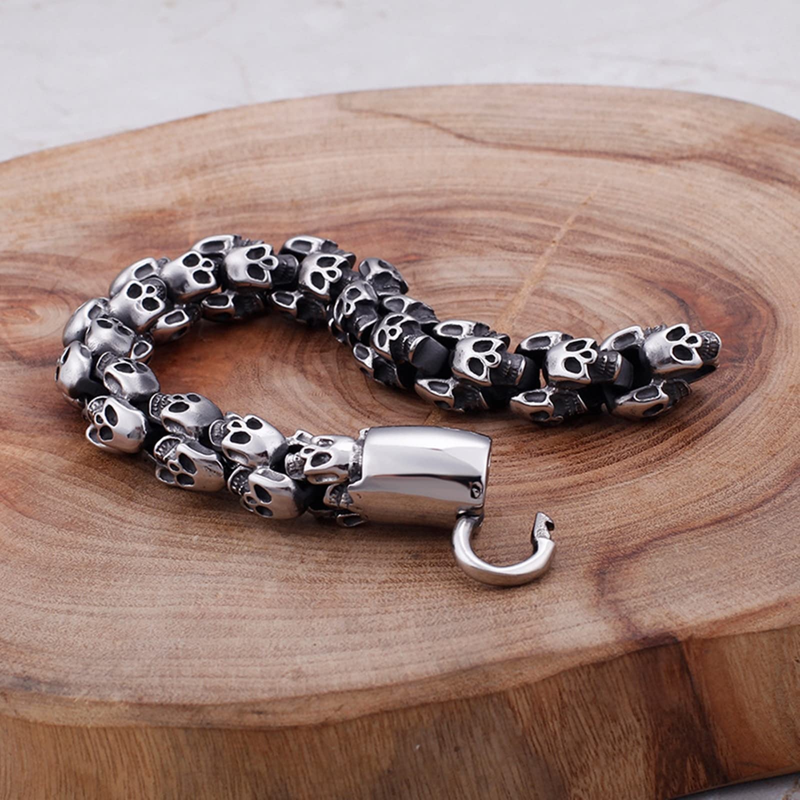 Herrenarmband in Edelstahl, Schädel Pärchen Armband Zeitloser Herrenschmuck