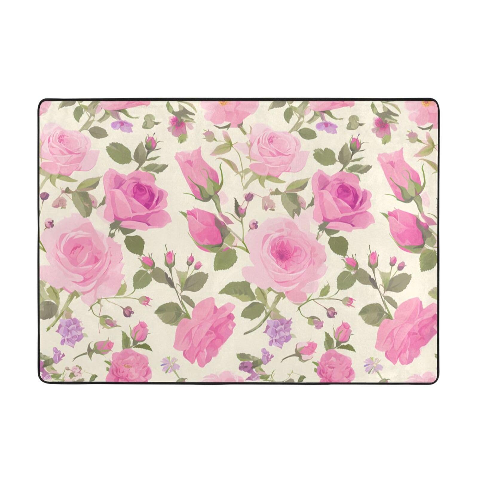 Tapis de sol doux au toucher grand format salon rose