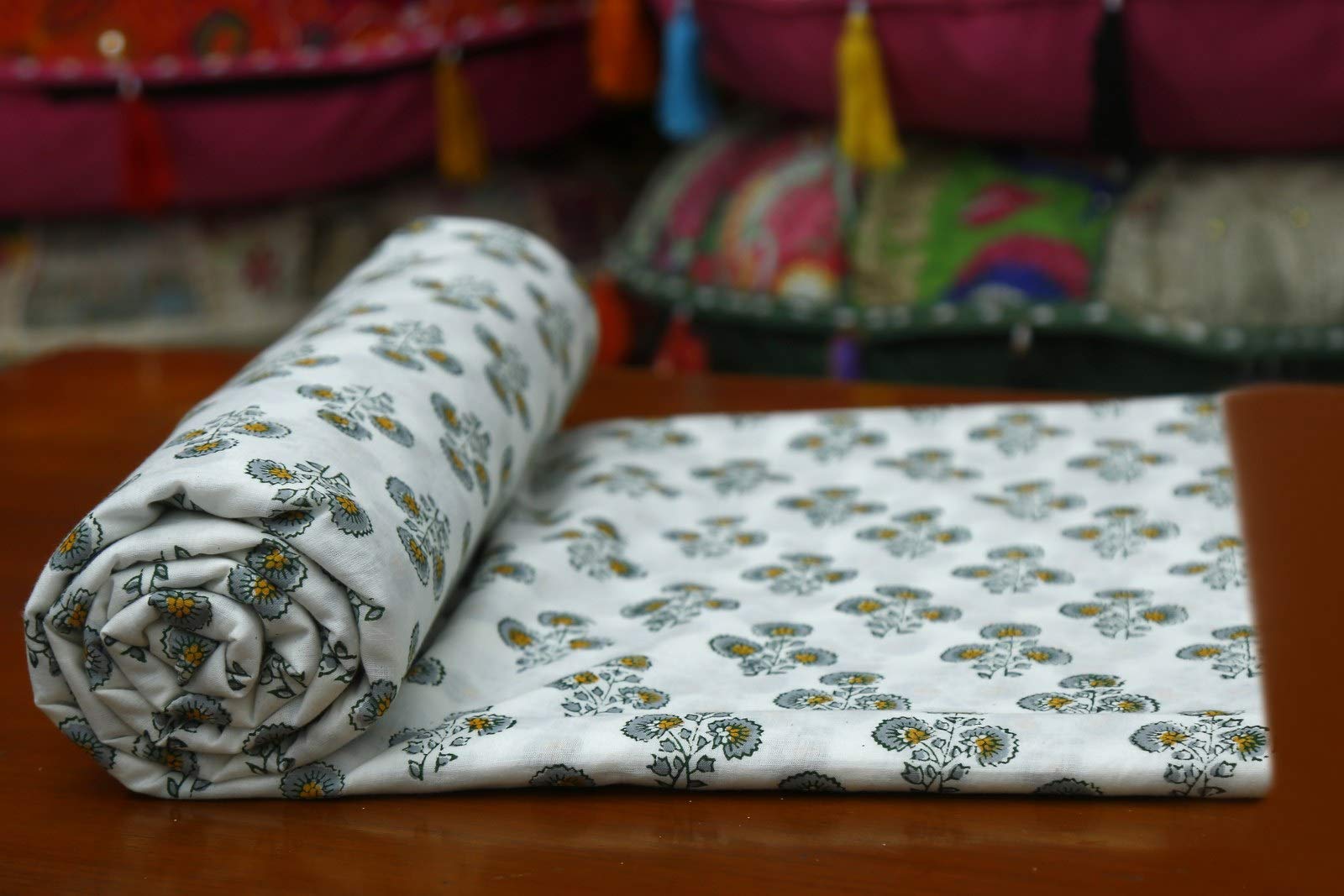 Trade Star, tessuto etnico con stampa a blocchi di mano, tessuto indiano in cotone per sartoria, cucito al metro per bambini, decorazione per la casa (modello 6, 10 metri)