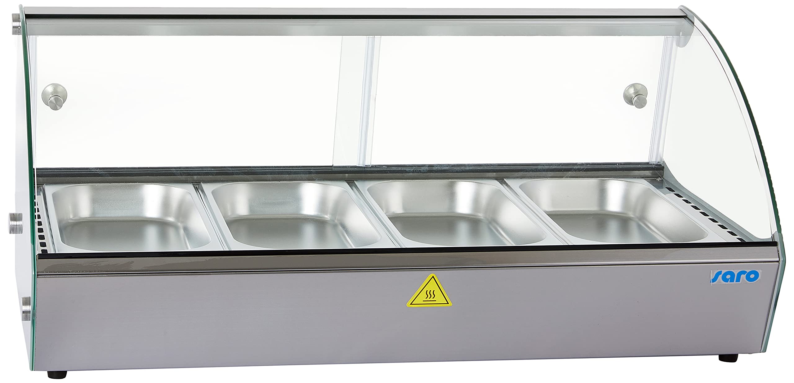 SARO MARIE 6 Vitrina caliente, 68 l, incluye 6 GN 1/3 de 40 mm, acero inoxidable y cristal, temperatura +30 a +90 °C, 0,8 kW