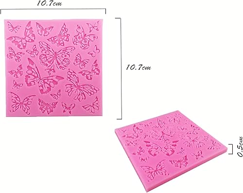 Miniatura 3 de 2 moldes de forma de mariposa hueca surtida, tapete con textura de pastel de fondant, moldes de calidad alimentaria, pasta de goma, fondant, dulces,